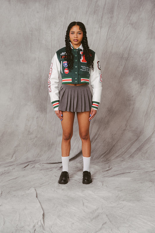 "All Roads" Cropped Varsity Jacket