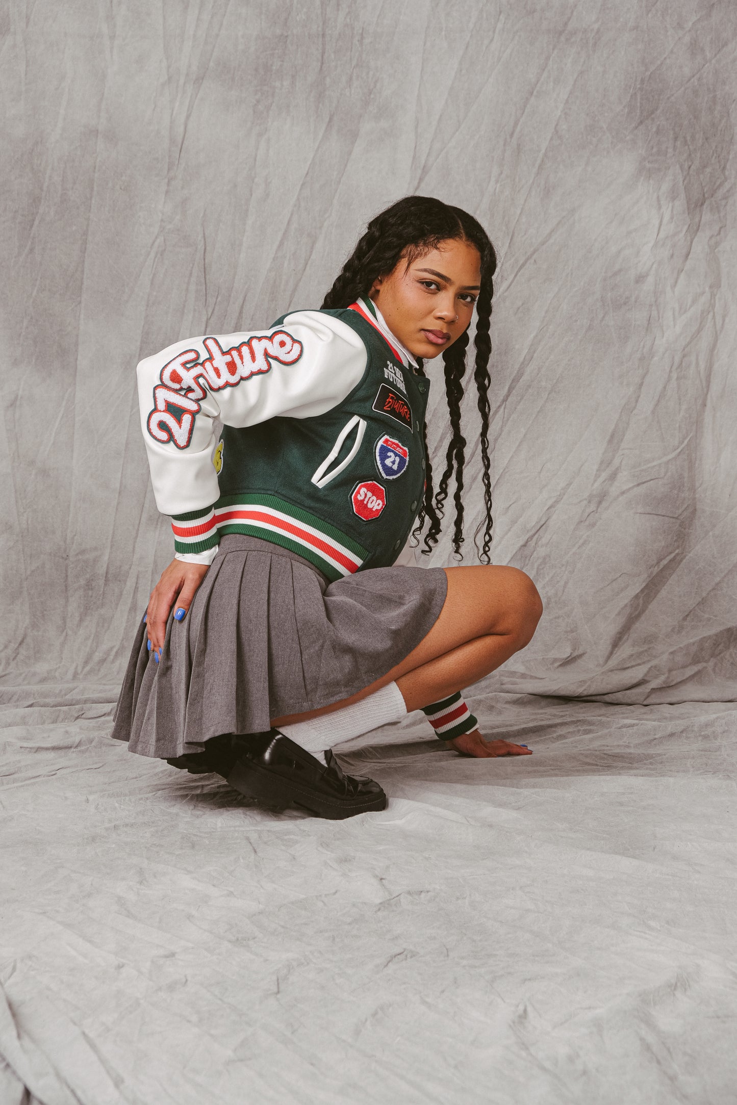 "All Roads" Cropped Varsity Jacket