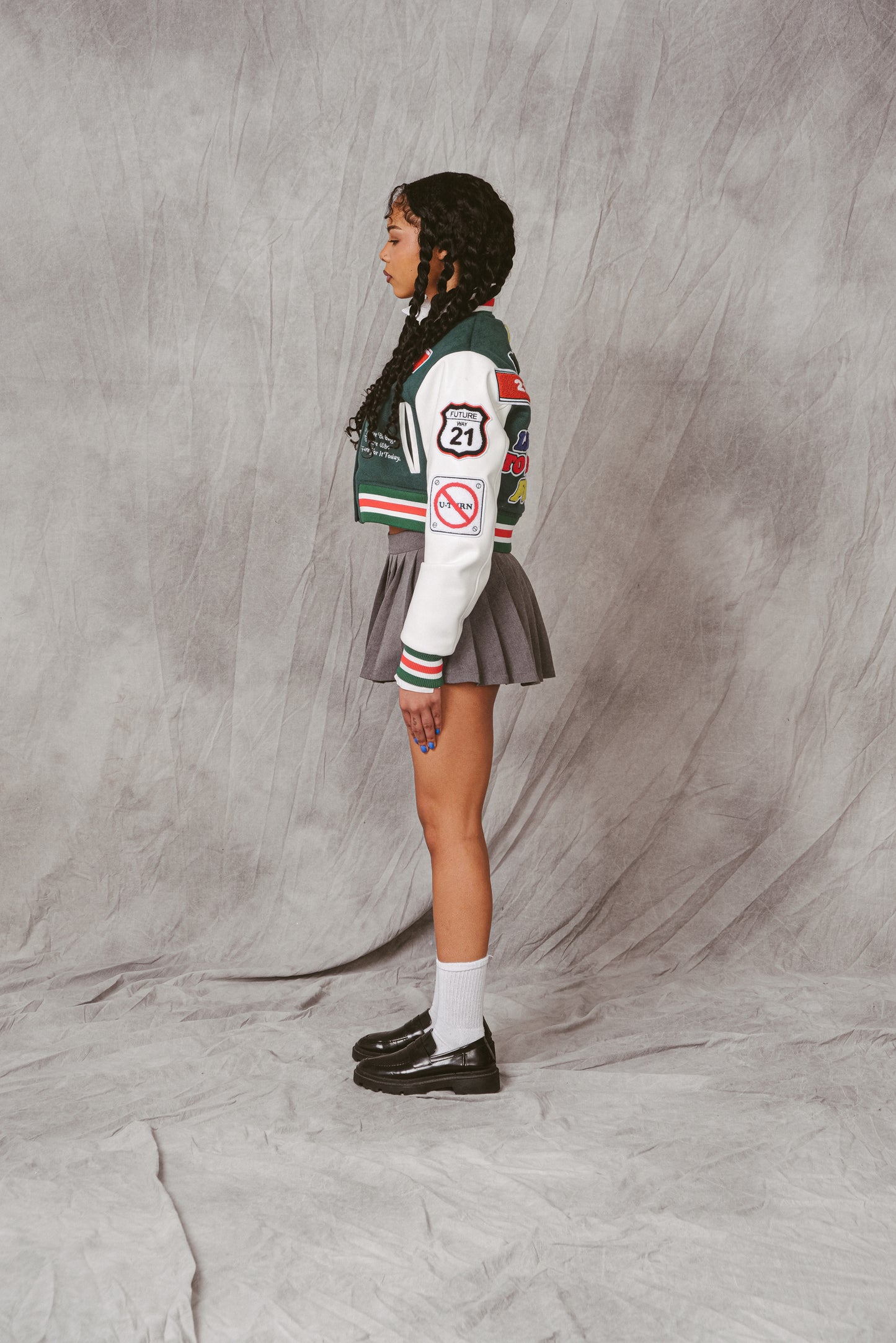 "All Roads" Cropped Varsity Jacket