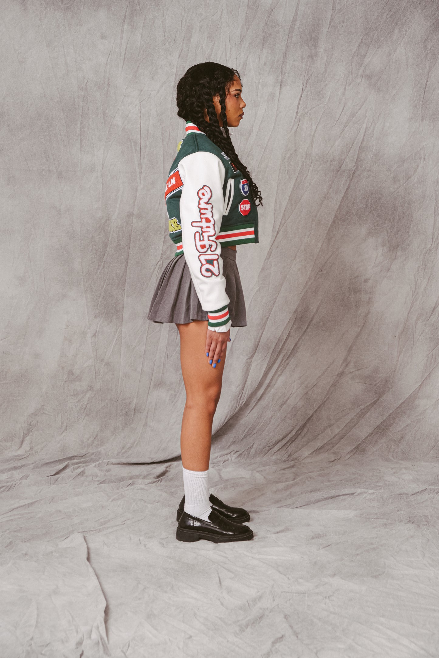 "All Roads" Cropped Varsity Jacket